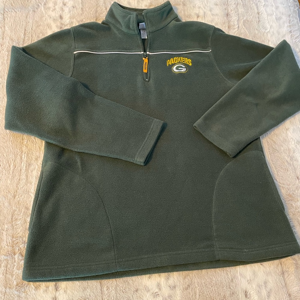 NFL Women GreenBay Packets quarter zip fleece pullover jacket: XL